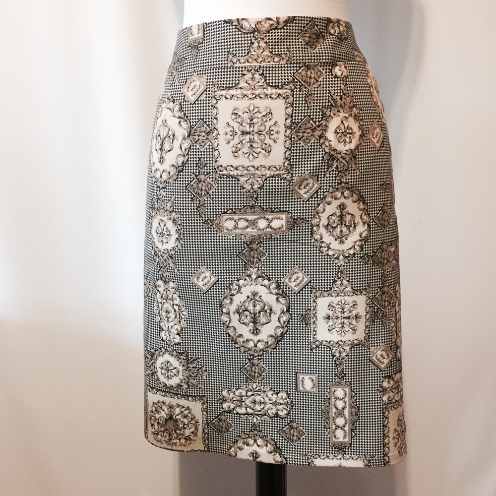 Talbots Medallion Print Stretch Pencil Skirt